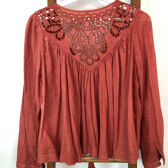 Free People Doin’ it right peasant blouse cinnamon XS - Picture 9 of 13
